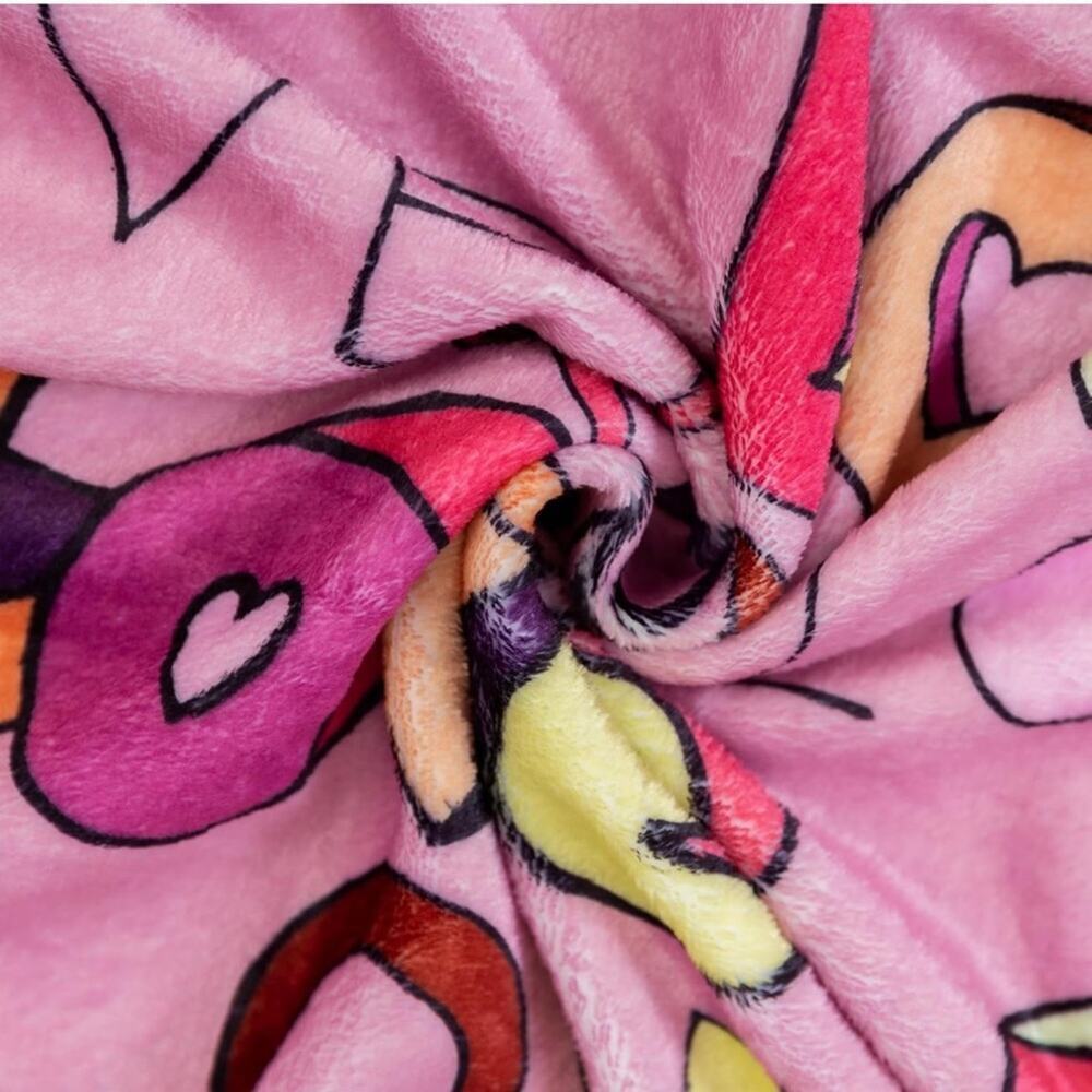Love You Heart Soft Flannel Throw Blanket Pink Red Valentine Gift 60x80in - Picture 5 of 6